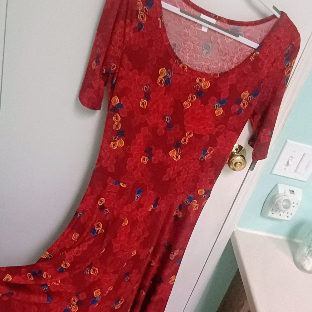 LuLaRoe Red "Nicole" Dress - Picture 2 of 6